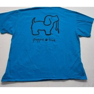 Puppie Love women's blue graphic t-shirt "Love, Rescue, Save" dog theme‎ sz. XXL